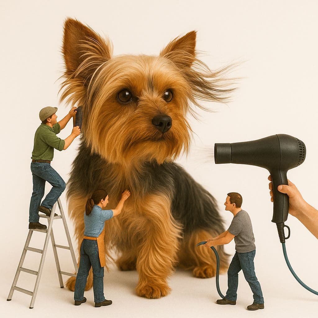 Careful blow-drying and brushing